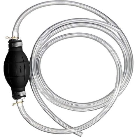 Handpumpe – Kraftstoffschlauch – Diesel-Umfüllschlauch – Robuste Materialien: Aluminium und Gummi – Für Fahrzeugtanks – Schwarz – 250 x 10 cm (1/5)