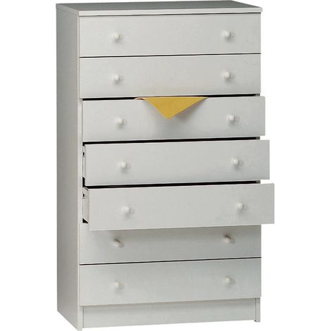 Sarmog Cassettiera 7 Cassetti Bianco Liscio - Mobile Multiuso 105x62x34 cm (1/2)