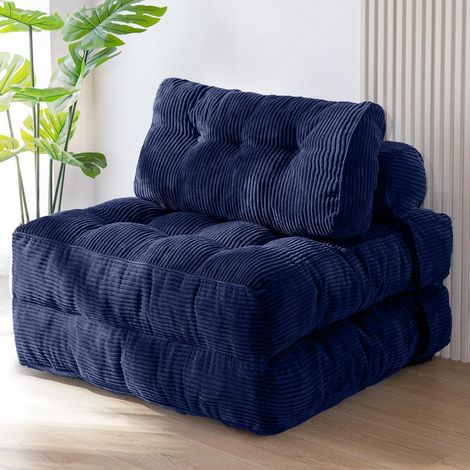 Faltbares Schlafsofa mit Kissen, umwandelbarer Schlafsessel, Marineblau (1/5)