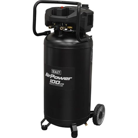 Sealey SAC100V 100L Oil Free Belt Drive Vertical Compressor 2.5hp (1/5)