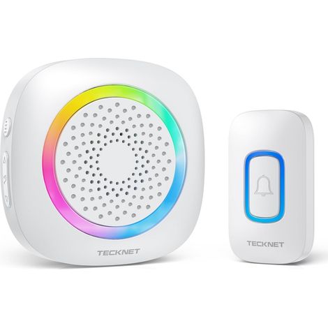 Sonnette sans Fil à Piles Étanche IP66 Portée 400M RVB Batterie Amovible Sonnette sans Fil Exterieur 60 Mélodies 5 Niveaux (1/5)