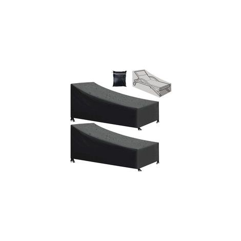 Telo di copertura per sdraio da giardino in 2 pezzi, impermeabile, antivento, resistente ai raggi UV, in tessuto Oxford 210D, nero (210x75x80/40 cm) (1/4)