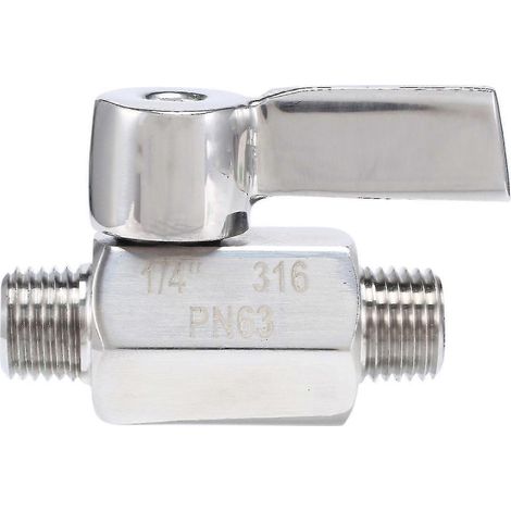Vanne à bille en acier inoxydable 316 - Mini vanne à bille mâle à filetage NPT 1/4 pouce (1/4 pouce mâle-mâle) (1/5)