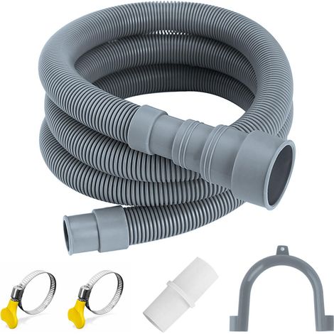 Tuyau Machine à Laver, 1M/1.5M/2M/3M/4M/5M Tuyau Vidange Machine a Laver, Rallonge Evacuation Lave Linge Universel avec 1 Raccord et 2 Colliers de Serrage pour Lave-Linge, Lave-Vaisselle (1/5)