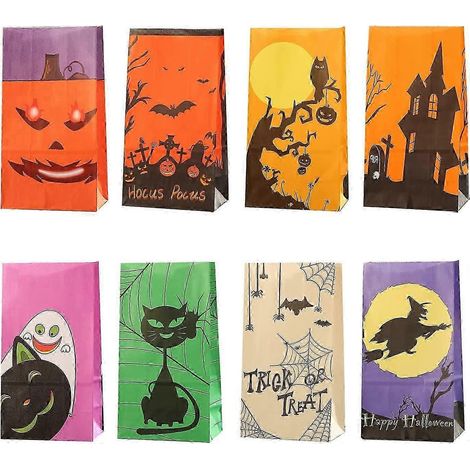 16 sachets en papier pour bonbons d'Halloween, biscuits, noix, chocolats
