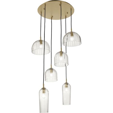 Lampadario a sospensione PUCK D60 cm in vetro soffiato rigato TRASPARENTE (1/2)