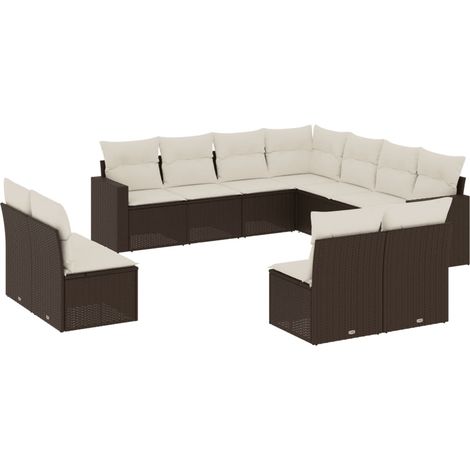 Maison Exclusive - Set de sofás de jardín 11 pzas cojines ratán s (1/5)