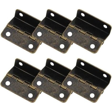 [Bronze]Lot de 6 Charnières Demi Surface à Trois Volets Semi Dissimulées Décalées pour Porte, Coffre, Armoire, Matériel de Meubles (1/5)
