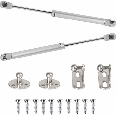 2pcs Ressort à Gaz 100N Vérins à Gaz Hydraulique Bras Pneumatique pour Levage Amortisseur à Gaz 90 Degres avec Vis Charnière Porte Placard pour Ouverture Douce Armoire Meuble Cuisine - 265mm
