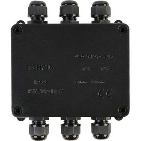 Ahlsen Boîte de Jonction étanche IP68, Boite de Derivation Etanche Exterieur, Boîtier de Connecteur de Câble 4 Voies Connexions pour Câble 9-12mm (1/4)