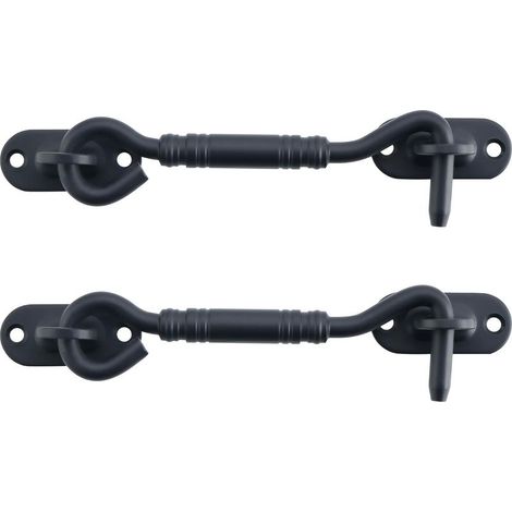 2 Pièces Crochet Fermeture Fenêtre, Crochet de Porte, Support de Fenêtre Silencieux, Verrou de Porte Interieure avec Vis de Montage, en Acier Inoxydable, Noir (1/5)