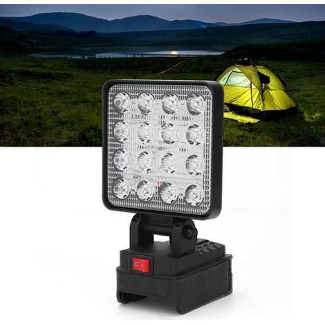 Lampe de travail carrée de 10 cm (4 pouces) à 16 LED, lampe de secours, lampe d'ingénierie, compatible avec la batterie lithium-ion DeWalt 20V DCB208 (1/5)
