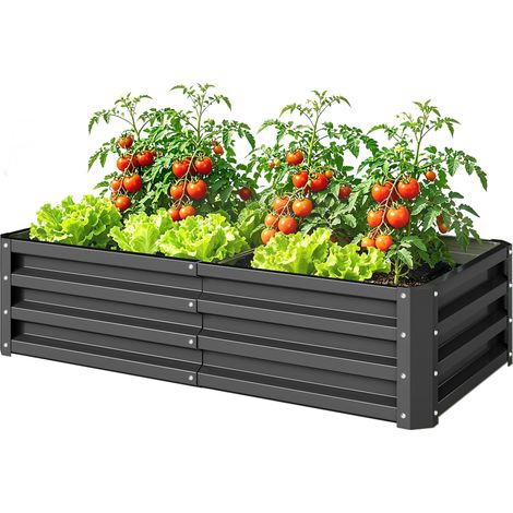 Carré potager tôle acier ondulée gris 120 x 60 x 30,5 cm