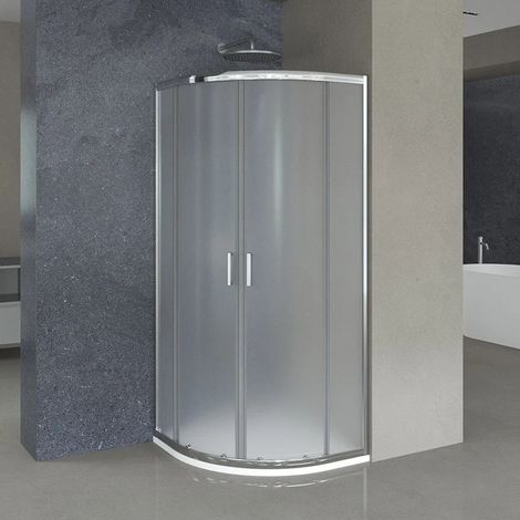 Box doccia semicircolare 90x90 cm doppio scorrevole in cristallo opaco Geo (1/5)
