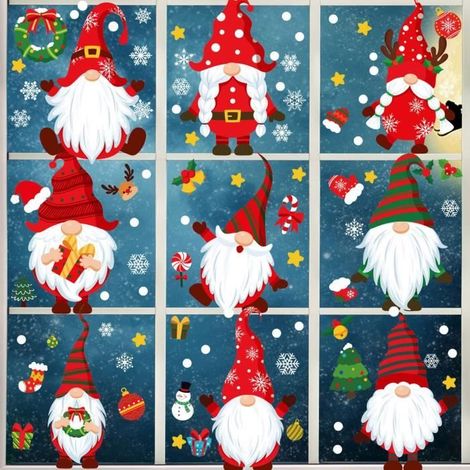 Christmas Stickers - Santa Claus - Removable PVC - 9 Pieces - Multicolor (1/4)