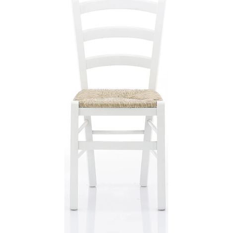 Sedia Venezia con seduta in paglia - Bianco 41x45x88 seduta 46 (1/3)