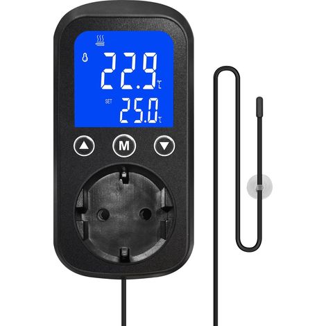 Régulateur de température PID Prise Thermostat à Gradation pour Chauffage pour terrariums, Reptiles, Aquariums, Tapis Chauffants pour Lampes chauffantes, 2A 460W, capteur étanche (1/5)