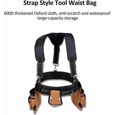 Ceinture porte-outils avec bretelles – Tissu Oxford 1200D imperméable – Ajustement réglable – Poches multiples pour outils (1/5)