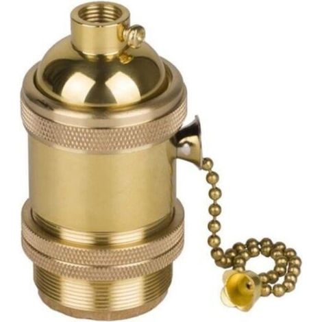 Douille E27 vintage avec pied et interrupteur à tirette en cuivre et laiton. Douille en cuivre pur, douille rétro, pied de lampe, interrupteur à bouton, lustre, accessoires d'éclairage DIY. (1/5)