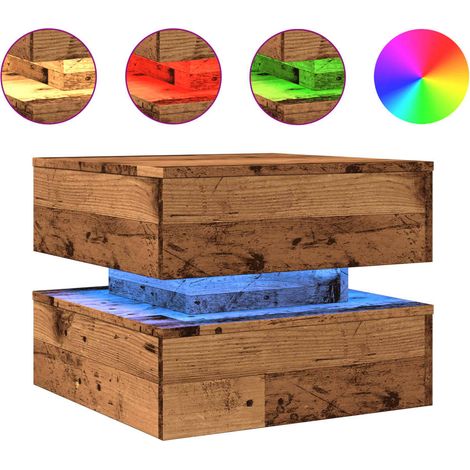 Maison Exclusive - Couchtisch mit LED-Leuchten Altholz-Optik 50x5