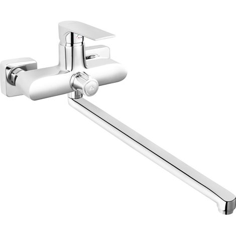 Miscelatore per vasca quadrato Algeo con bocca da 350 mm, SENZA set doccia, cromato (1/2)