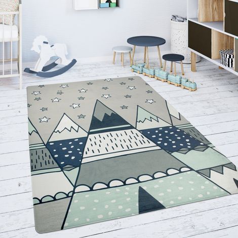 Paco Home Kinderteppich Teppich Kinderzimmer Spielmatte Babymatte Rutschfest Regenbogen Herz Grau, 120x160 cm