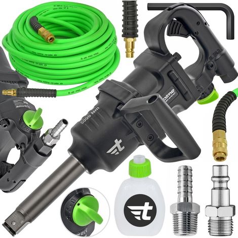 Llave de impacto neumática con llave de impacto para ruedas de camión de 1 pulgada y 5000 Nm + manguera TM083