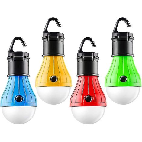Portable LED tent lights (4-pack), with clips, hurricane emergency light, battery-powered camping light.