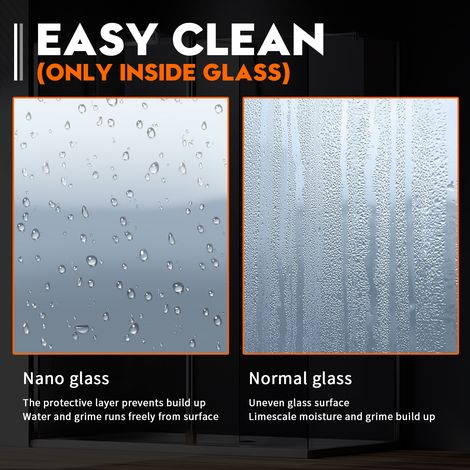 ELEGANT 800mm Easy Clean Walk In Wetroom Shower Enclosure 8mm Glass Shower Screen Panel with 300mm Flipper Panel (1/4)