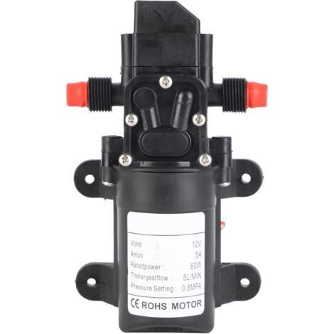 Self-priming water pump DC 12V 60W – Flow rate 5L/min – Pressure 116Psi – Suction height 1.5m – For cleaning and solar systems (1/5)