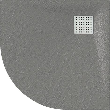 Luxury 900 x 900mm Low Profile Textured Quadrant Shower Tray and Waste - Quad Grey (1/2)