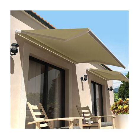 Store banne loggia AMARITE (Manuelle - Blanc RAL 9010 - Écru 250g/m² - 3.00 x 2.00 m) (1/4)