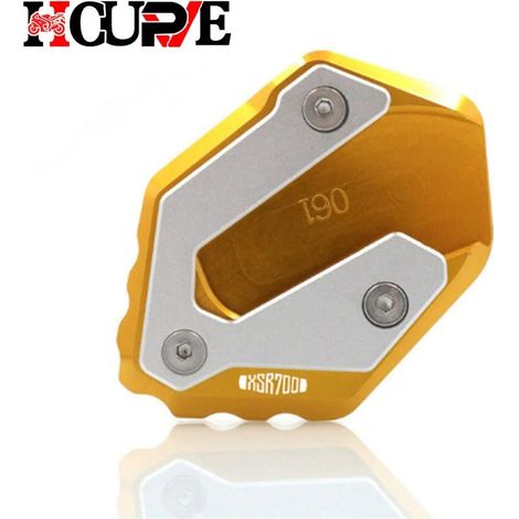 (Gold-xSR700) Plaque d'extension de béquille latérale CNC compatible avec YAMAHA MT-07, FZ-07, Tracer 700GT, XSR700 et XSR 700 Maxpower (1/4)