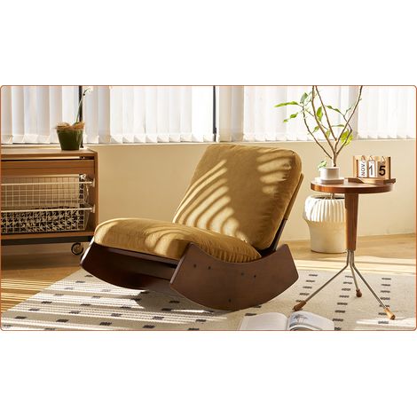 Chaise à bascule à glissière confortable, chaise à glissière avec revêtement de haute qualité, structure en bois massif, parfaite pour de nombreux espaces, chaise d'appoint pour la lecture dans la cha (1/5)