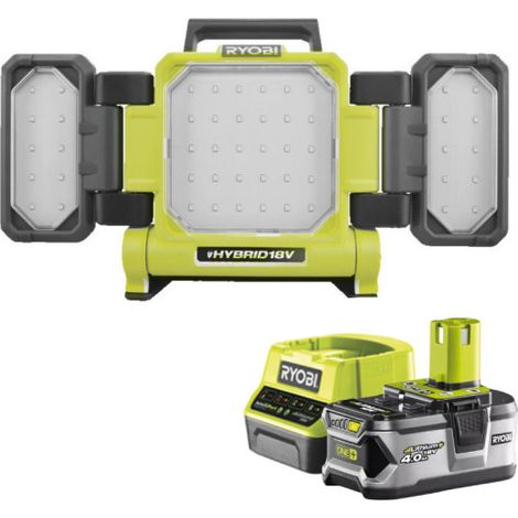 Pack RYOBI Triple panneau lumineux LED 18V One+ 3000 Lumens RLP18-0 - 1 Batterie 4.0Ah - 1 Chargeur rapide RC18120-140