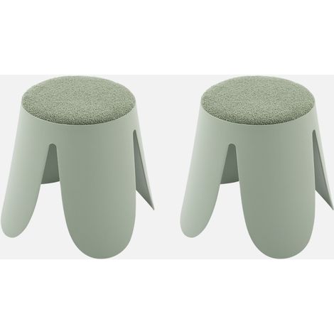 Sgabello impilabile per bambini in bouclé testurizzato, set di 2