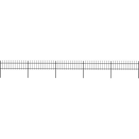 vidaXL Garden Fence with Spear Top Steel 892.5x60 cm Black