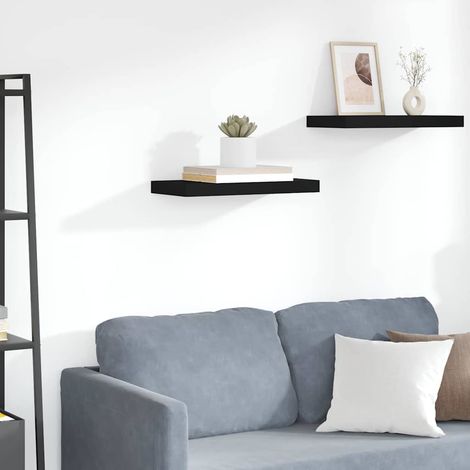 Étagère murale flottante noir 50x23,5x3,8 cm MDF (1/5)