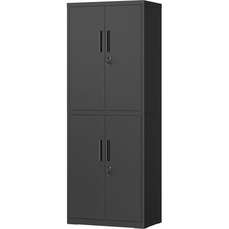 Songmics – Armoire d'atelier en métal noir – 4 portes – 5 étagères réglables – Dimensions 40 x 60 x 180 cm – Charge 25 kg par étagère (1/5)
