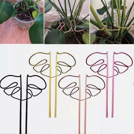 Support pour plantes en forme de Monstera, cages et supports pour plantes en forme de feuille, tuteurs de jardin, support pour plantes d'intérieur et d'extérieur, noir (1/5)