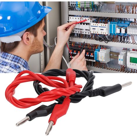 Rote und schwarze Bananenstecker-Prüfleitungen, stapelbar, pistolenförmig, federbelastet, 4 mm Stecker-zu-Stecker Bananenstecker-Prüfleitungen, Hochspannungs-Bananenstecker-Prüfleitungen 70023. (1/5)