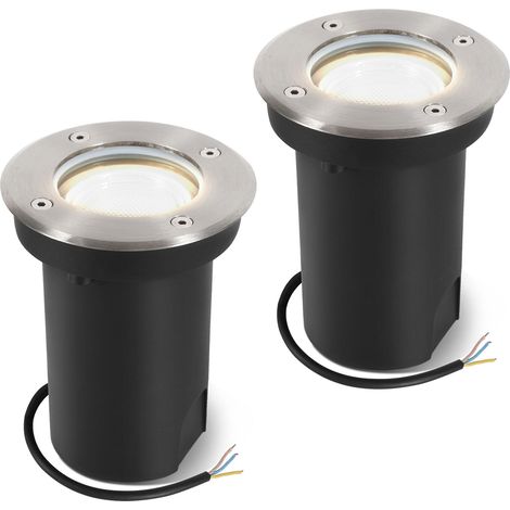 VINGO 2x 3W Luci sotterranee Orientabile lampada LED Bianco neutro - Alloggiamento argento, sotterranea per giardino, illuminazione esterna (1/5)