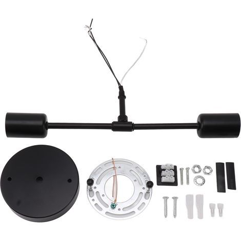 Douille double E27/E26 en fer noir moderne 85-265V pour applique murale, idéale pour salon, salle de bain ou dressing. (1/5)