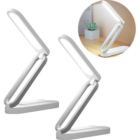 Paquet de 2 lampes de bureau LED sans fil pliables-lampes de Table à intensité variable avec 3 niveaux de luminosité-lampe de lecture Rechargeable USB (1/5)