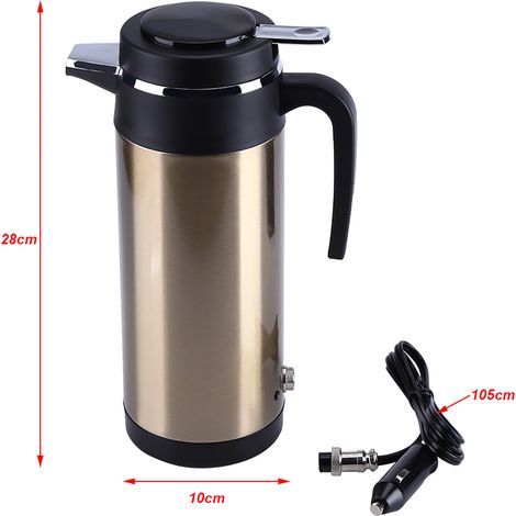 Bouilloire électrique portable 850 ml 12 V en acier inoxydable pour voiture, idéale pour les voyages et la cuisson de l'eau bouillante. (1/5)