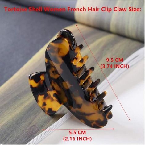 Lot de 2 grande pinces à cheveux pour femmes et filles,9.5cm grosse pince à griffes cheveux adulte,Écaille de Tortue pince cheveux (1/4)