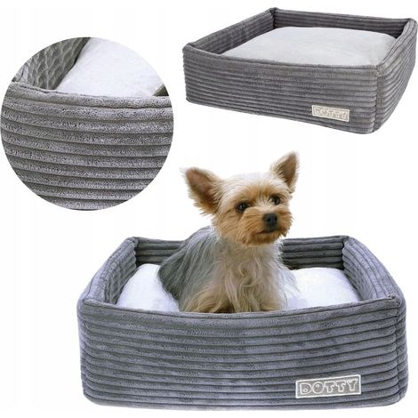 Cama para gatos, sofá para perros, pana grafito DOTTY - M (1/5)