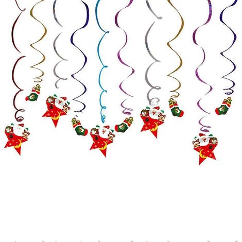 Décoration de Noël créative à suspendre au plafond : spirales colorées représentant le Père Noël, chaussettes de Noël suspendues, décorations tourbillonnantes pour les fêtes de Noël.-M