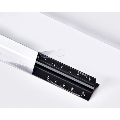 Échelle architecturale de 30,5 cm (12 pouces), équerre triangulaire en aluminium gravée au laser pour l'architecture et l'ingénierie (noire, 2,25 x 2,55 x 32,5 cm) (1/5)