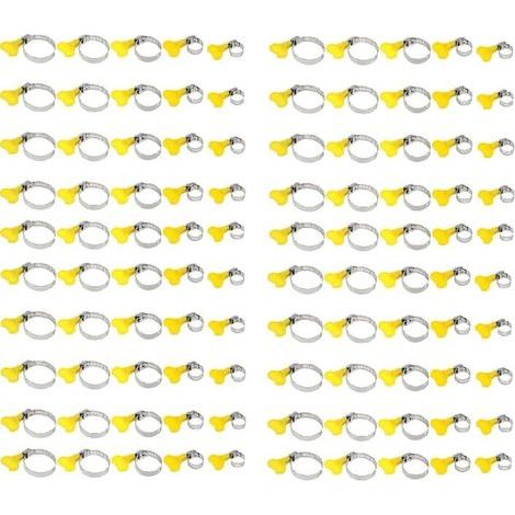 100 Stück Schlauchschellen, verstellbare Schlauchklemmen, Metall-Schlauchschellen, Edelstahl-Rohrklemmen, Schlauchschellenzange zur Schlauchbefestigung (13–19 mm, 19–29 mm, 22–32 mm, 25–38 mm, 32–44 m (1/5)